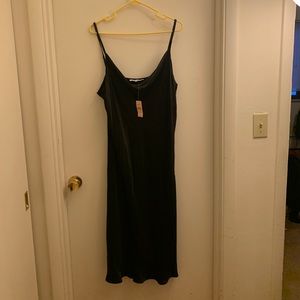 NWT LOFT plus black satin slip dress sz 16